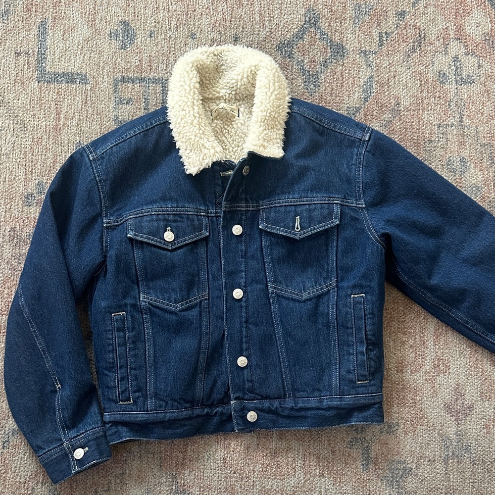 Madewell Blue Denim Jacket with Cream Sherpa Lining